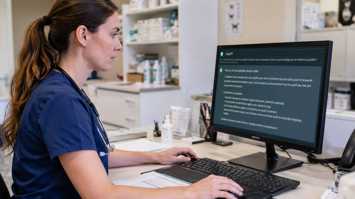 Une vétérinaire qui utilise Chat GPT pour rédiger ses comptes rendus de consultation